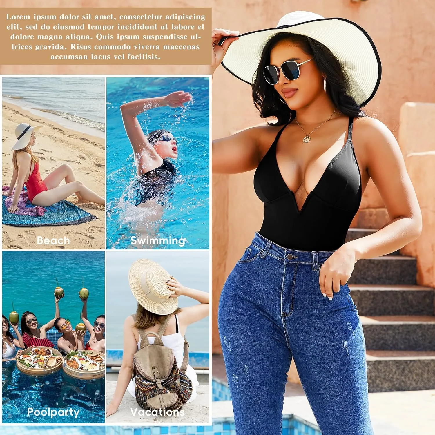 JOYSHAPER Women's One-Pieces Swimsuits for Tummy Control Bathing Suits Deep V Neck Swimsuits Cover-Ups Bodysuits