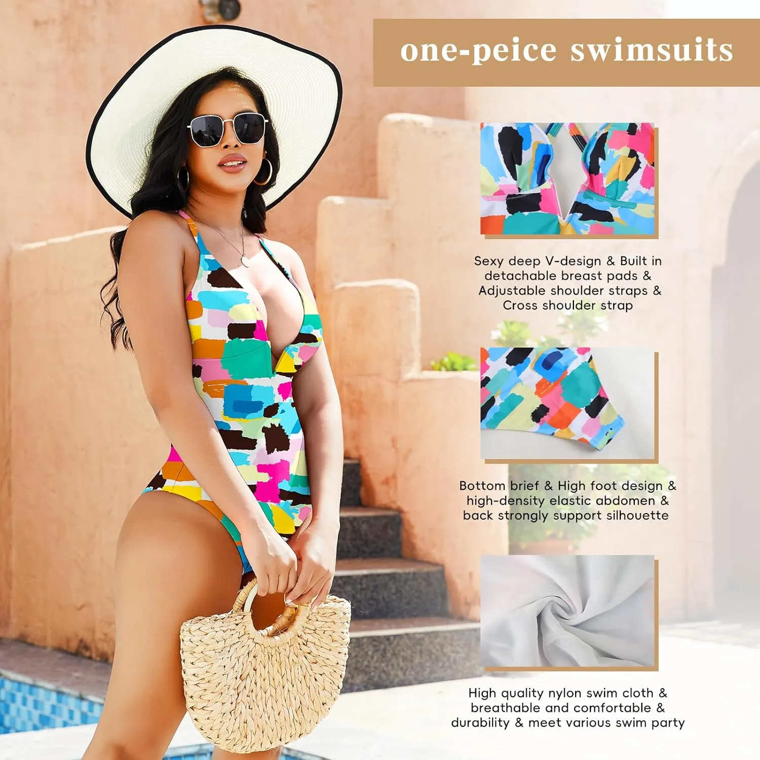 JOYSHAPER Women's One-Pieces Swimsuits for Tummy Control Bathing Suits Deep V Neck Swimsuits Cover-Ups Bodysuits
