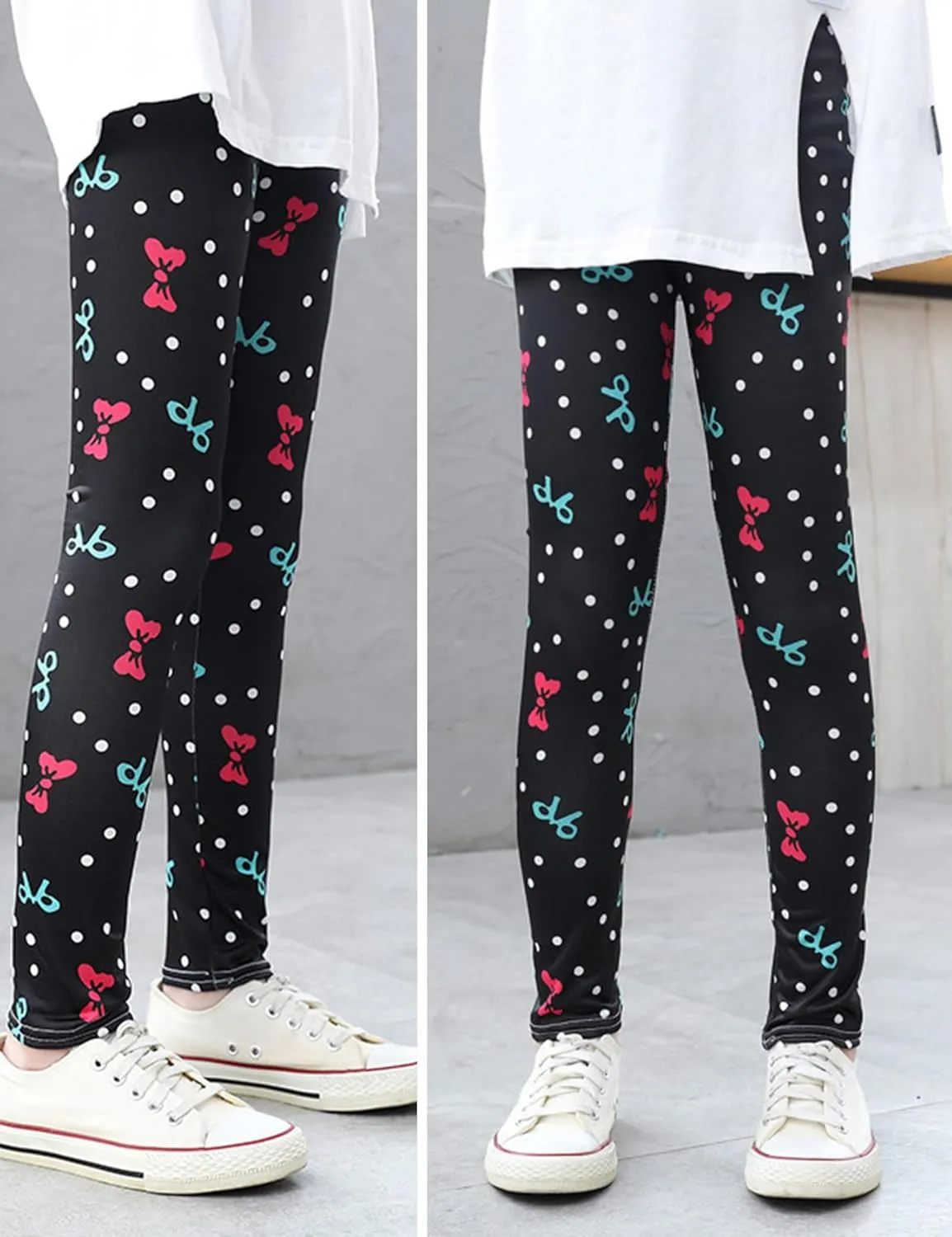 Kiench Girls Printed Leggings Pack of 2 Stretch Yoga Pants for Kids 2-11 Years