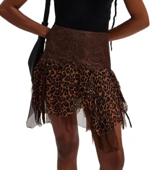 KOSUSANILL Ruffle Lace Mini Skirt for Women Y2k Irregular Layered Low Rise Flowy Pleated Asymmetrical Hem A Line Short Skirt