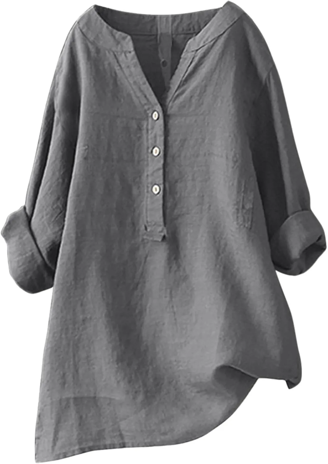 Linen Tops for Women Oversized Crewneck Summer Short Sleeve Linen Tee Shirts Buttons Casual Comfy Blouse Tops