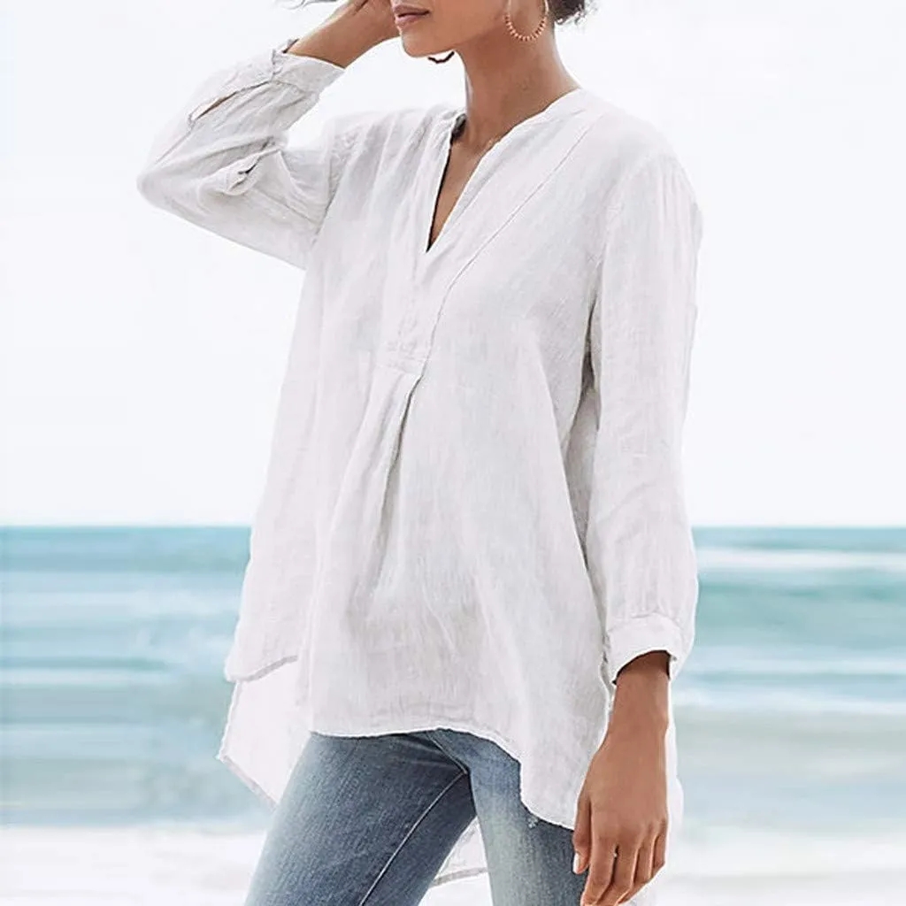 Linen Tops for Women Oversized Crewneck Summer Short Sleeve Linen Tee Shirts Plain Casual Beach Blouse