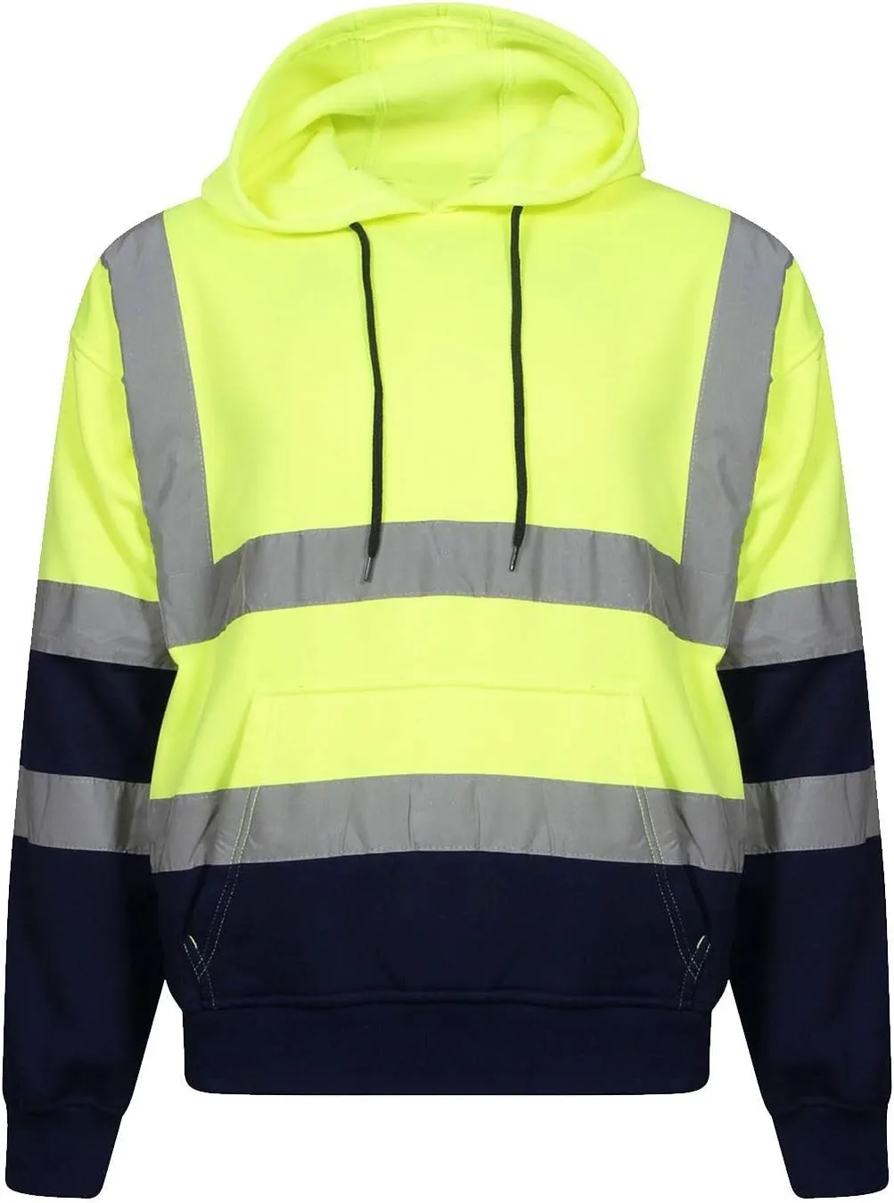 MA ONLINE Mens Pullover Hoodie Visibility Workwear Boys High Reflective Hooded Jacket Small/5XL