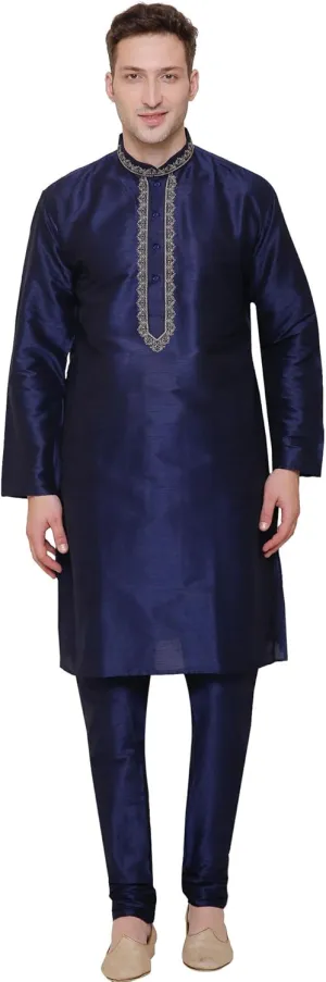 Maple Clothing Kurta Pajama Set Men's Indian Ethnic Wedding Party Dress Art Silk