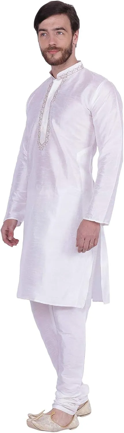 Maple Clothing Kurta Pajama Set Men's Indian Ethnic Wedding Party Dress Art Silk
