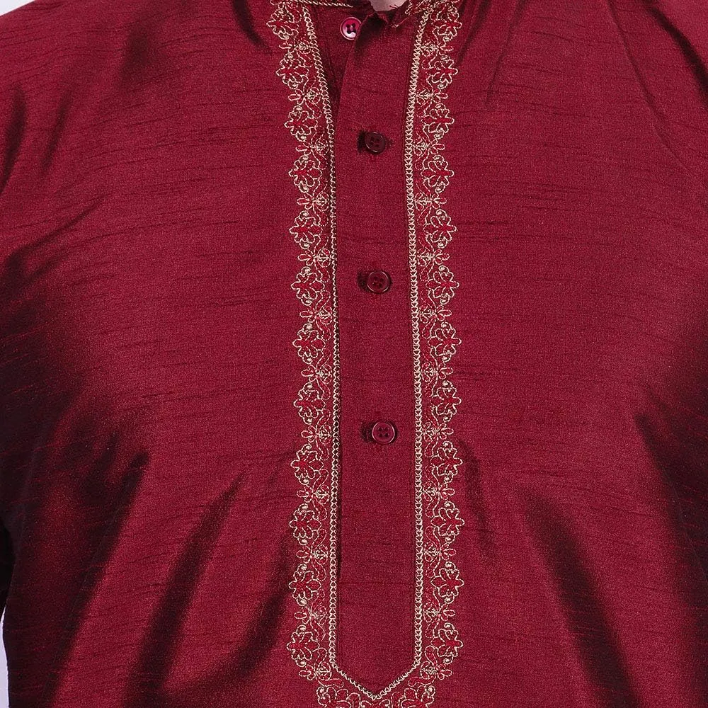 Maple Clothing Kurta Pajama Set Men's Indian Ethnic Wedding Party Dress Art Silk