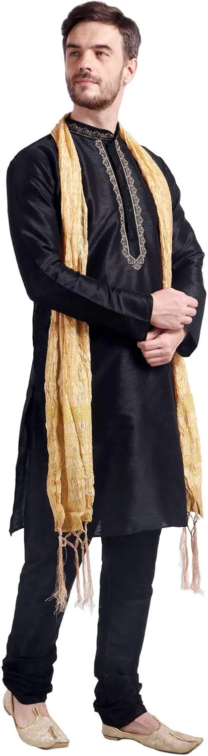 Maple Clothing Kurta Pajama Set Men's Indian Ethnic Wedding Party Dress Art Silk