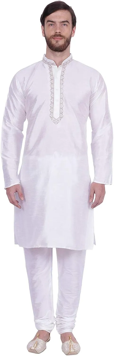 Maple Clothing Kurta Pajama Set Men's Indian Ethnic Wedding Party Dress Art Silk