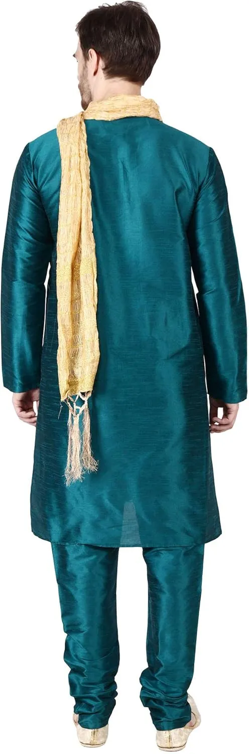 Maple Clothing Kurta Pajama Set Men's Indian Ethnic Wedding Party Dress Art Silk