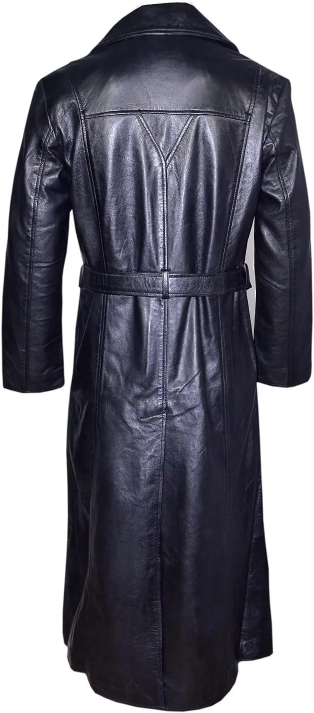Mens Blade Trinity Stylish Wesley Snipes Halloween Party Wear Genuine Sheep Leather Trench Coat