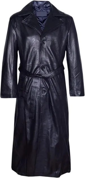 Mens Blade Trinity Stylish Wesley Snipes Halloween Party Wear Genuine Sheep Leather Trench Coat