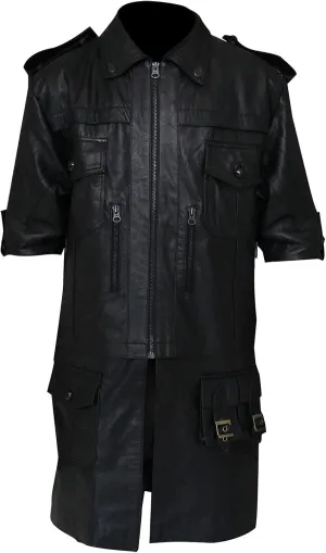 Mens Final Fantasy 5 Noctis Classic Party Wear Black Faux Leather Trench Coat & Jacket