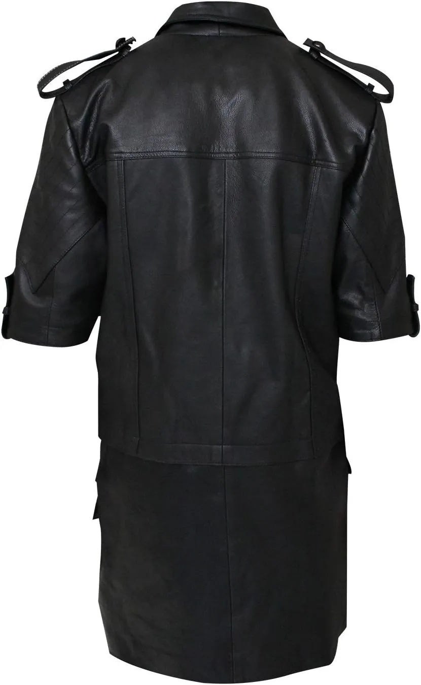Mens Final Fantasy 5 Noctis Classic Party Wear Black Faux Leather Trench Coat & Jacket