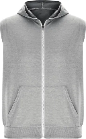 Mens Workout Hooded Tank Tops Trendy Zip Up Bodybuilding Fitness Muscle T Shirt Summer Sleeveless Gym Workout Hoodie