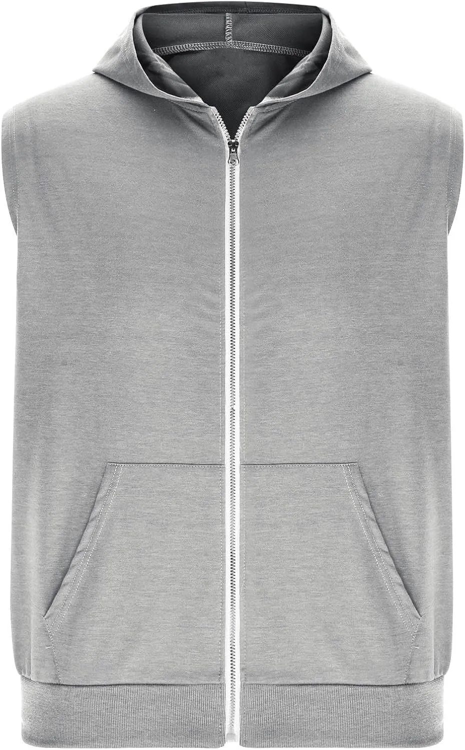 Mens Workout Hooded Tank Tops Trendy Zip Up Bodybuilding Fitness Muscle T Shirt Summer Sleeveless Gym Workout Hoodie