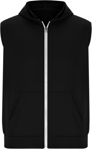 Mens Workout Hooded Tank Tops Trendy Zip Up Bodybuilding Fitness Muscle T Shirt Summer Sleeveless Gym Workout Hoodie