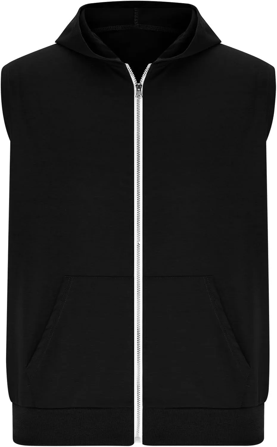 Mens Workout Hooded Tank Tops Trendy Zip Up Bodybuilding Fitness Muscle T Shirt Summer Sleeveless Gym Workout Hoodie