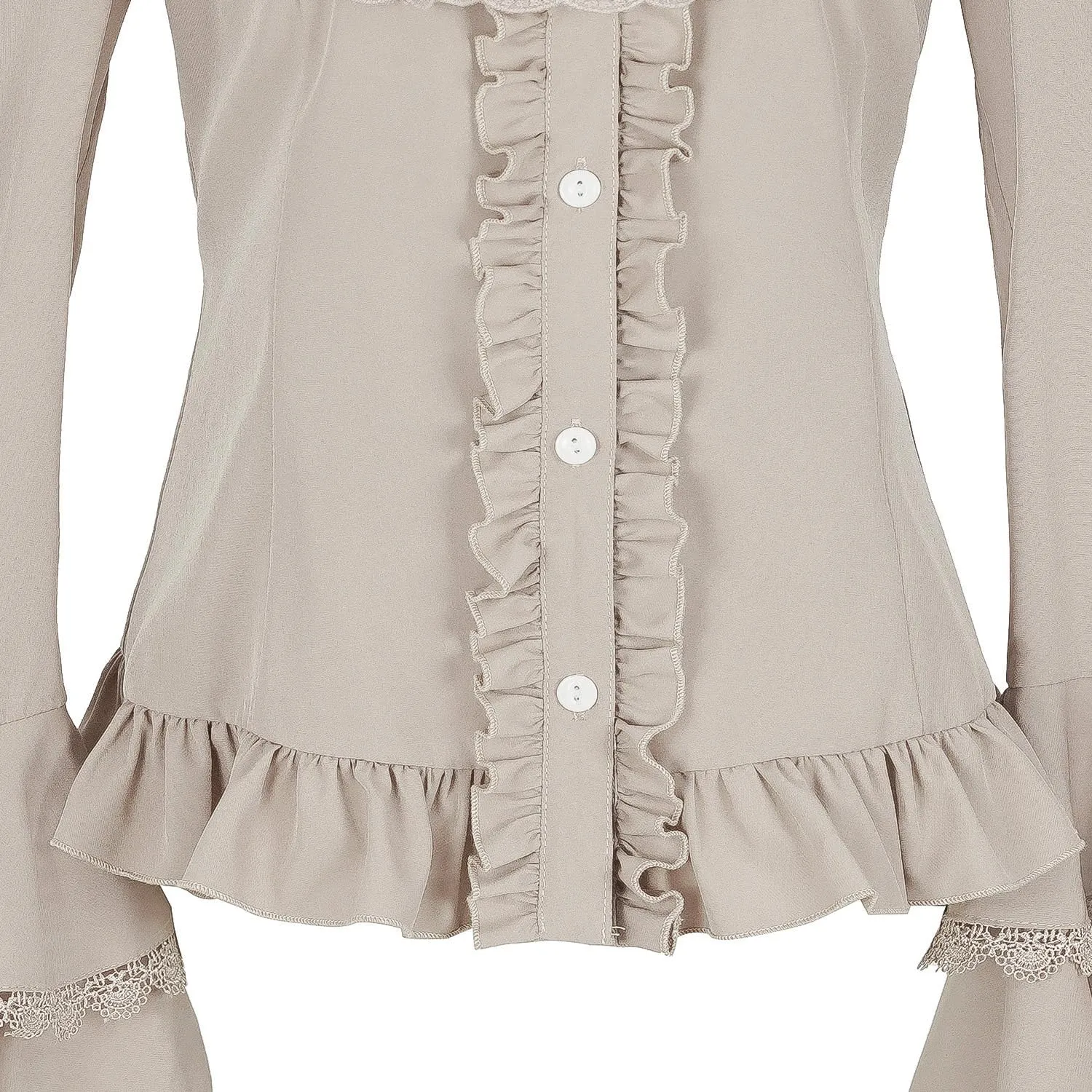 Mingyuezai Victorian Blouse Womens Gothic Pirate Shirt Vintage Long Sleeve Lotus Ruffle Tops