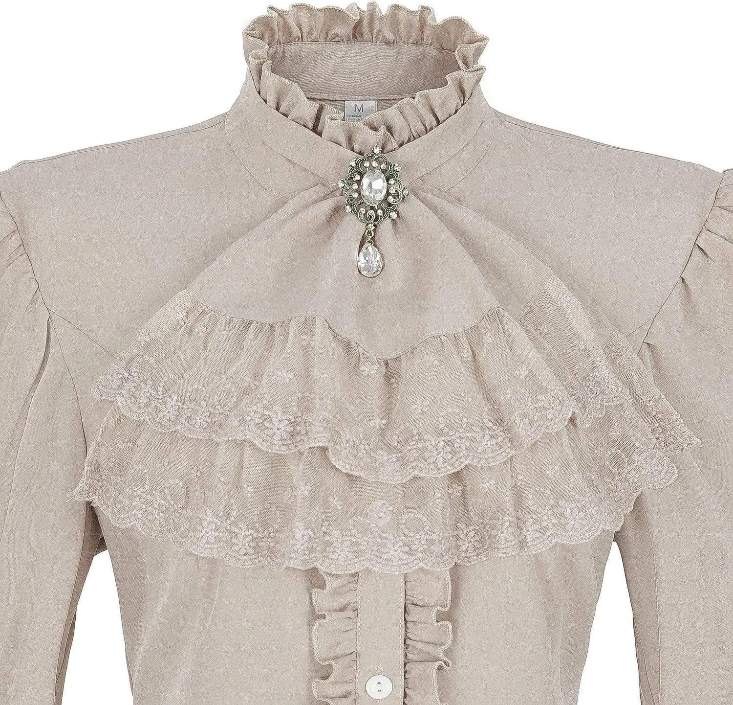 Mingyuezai Victorian Blouse Womens Gothic Pirate Shirt Vintage Long Sleeve Lotus Ruffle Tops