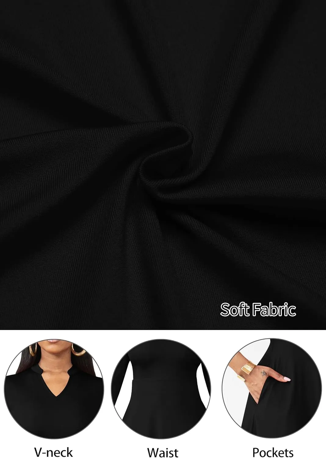 Nmoder Casual Dresses for Women Semi Formal Fit and Flare 3/4 Sleeve A-line Church Work Dress with Pockets