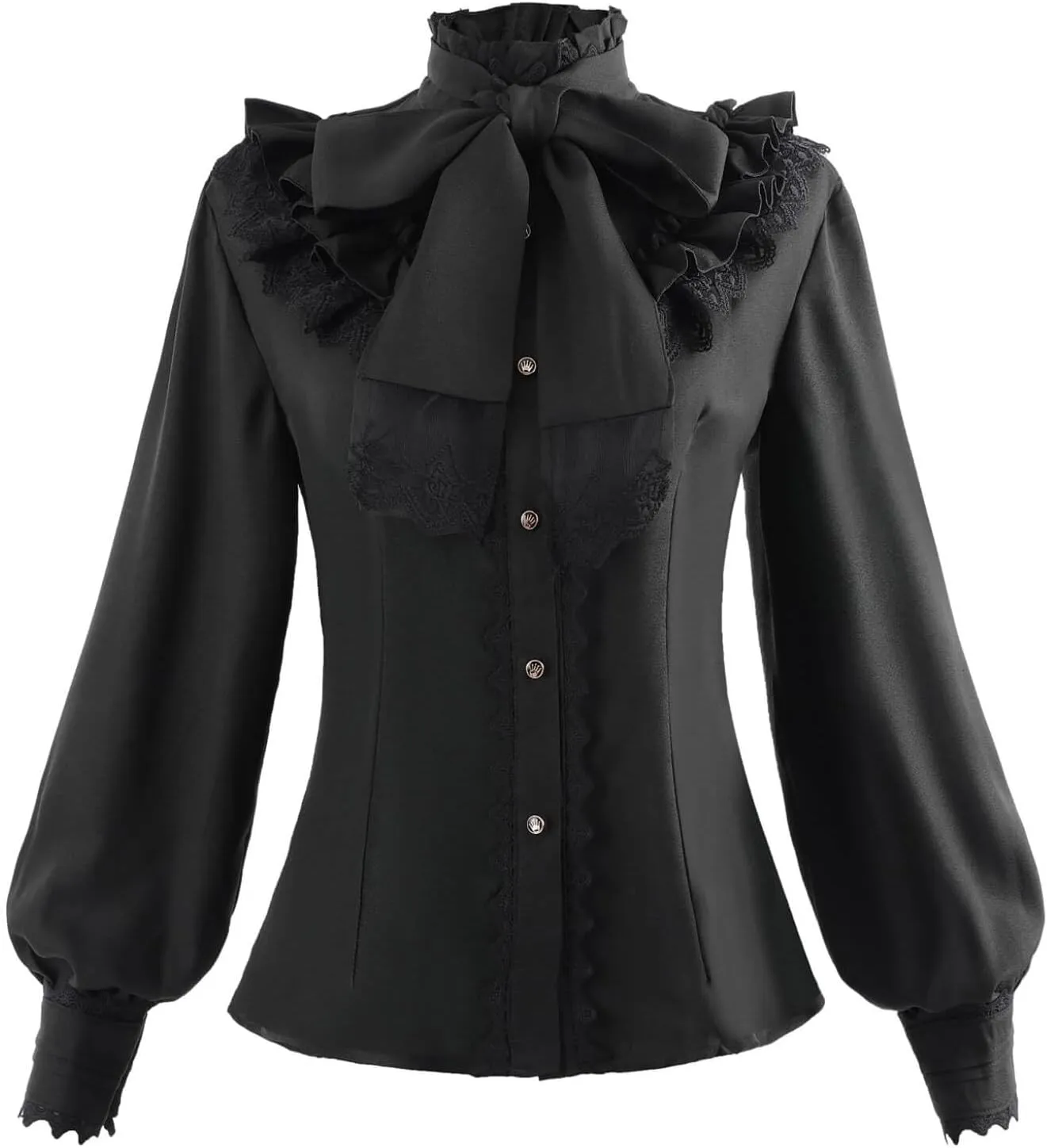 Nuoqi Victorian Blouse Womens Gothic Shirt Vintage Long Sleeve Lotus Ruffle Tops