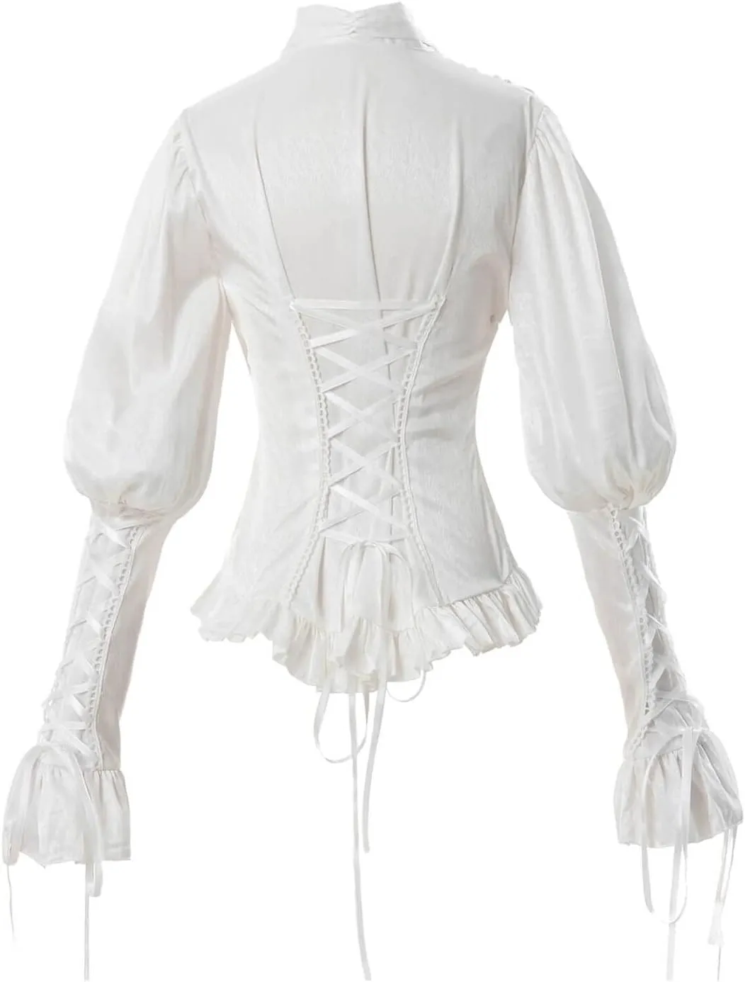 Nuoqi Victorian Blouse Womens Gothic Shirt Vintage Long Sleeve Lotus Ruffle Tops