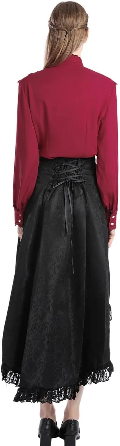 Nuoqi Victorian Blouse Womens Gothic Shirt Vintage Long Sleeve Lotus Ruffle Tops