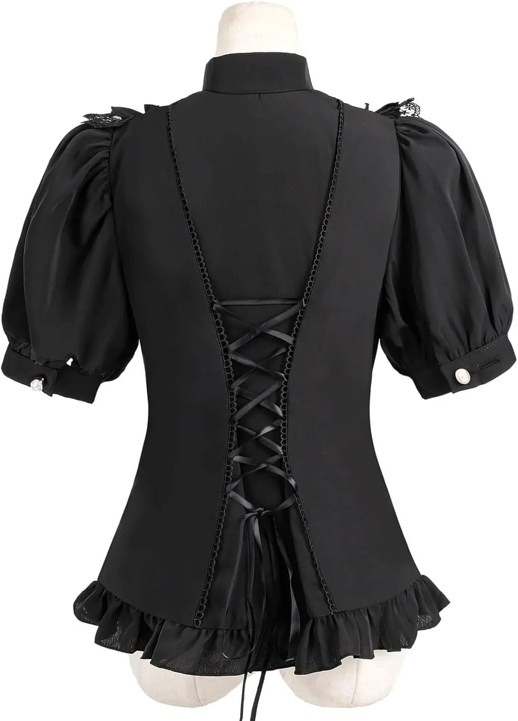 Nuoqi Victorian Blouse Womens Gothic Shirt Vintage Long Sleeve Lotus Ruffle Tops