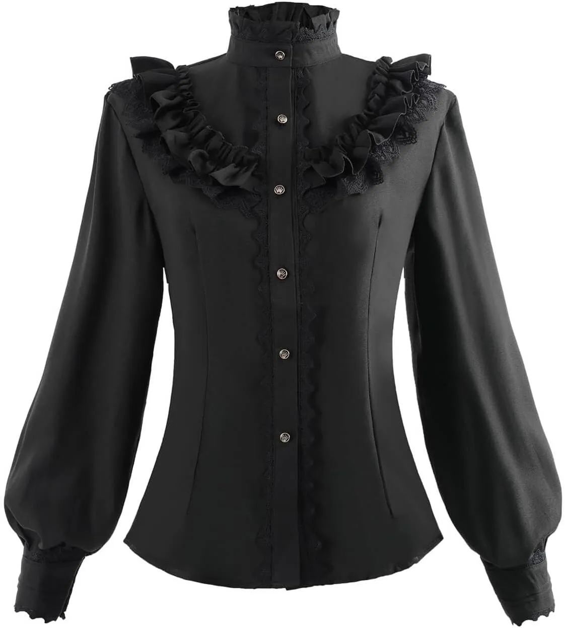 Nuoqi Victorian Blouse Womens Gothic Shirt Vintage Long Sleeve Lotus Ruffle Tops