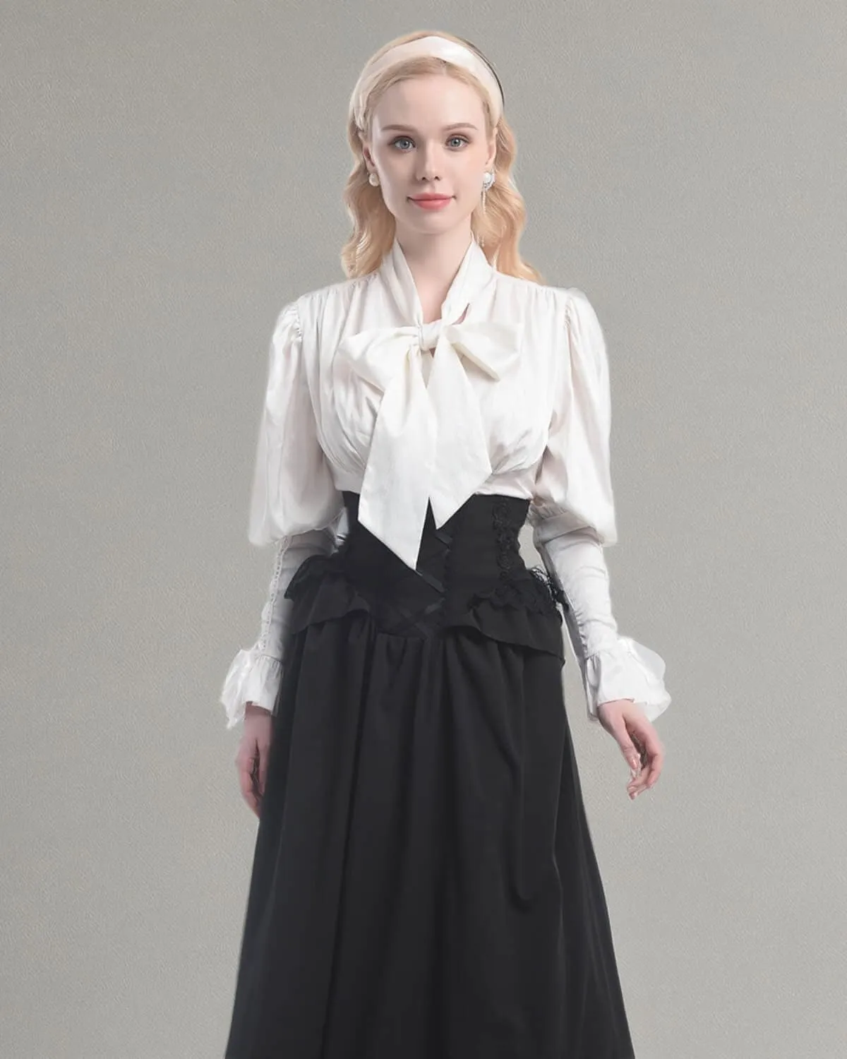 Nuoqi Victorian Blouse Womens Gothic Shirt Vintage Long Sleeve Lotus Ruffle Tops