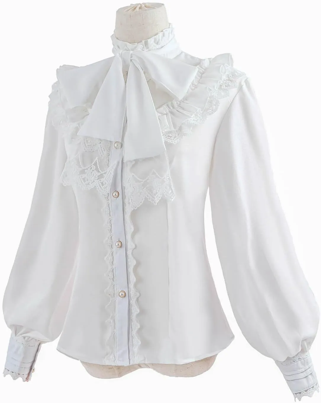 Nuoqi Victorian Blouse Womens Gothic Shirt Vintage Long Sleeve Lotus Ruffle Tops