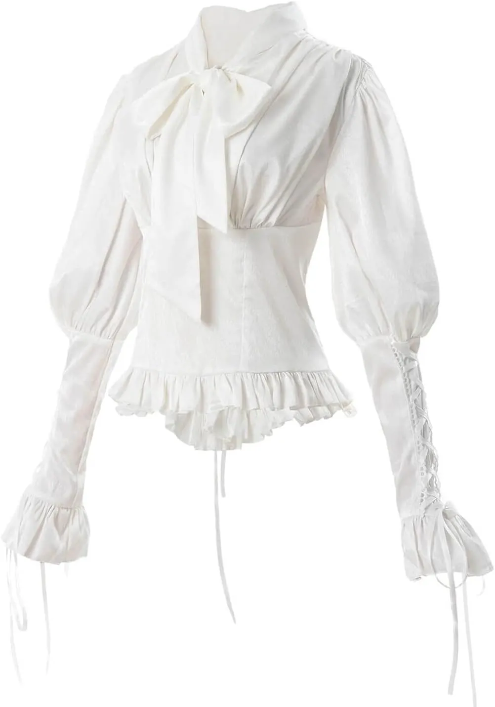 Nuoqi Victorian Blouse Womens Gothic Shirt Vintage Long Sleeve Lotus Ruffle Tops