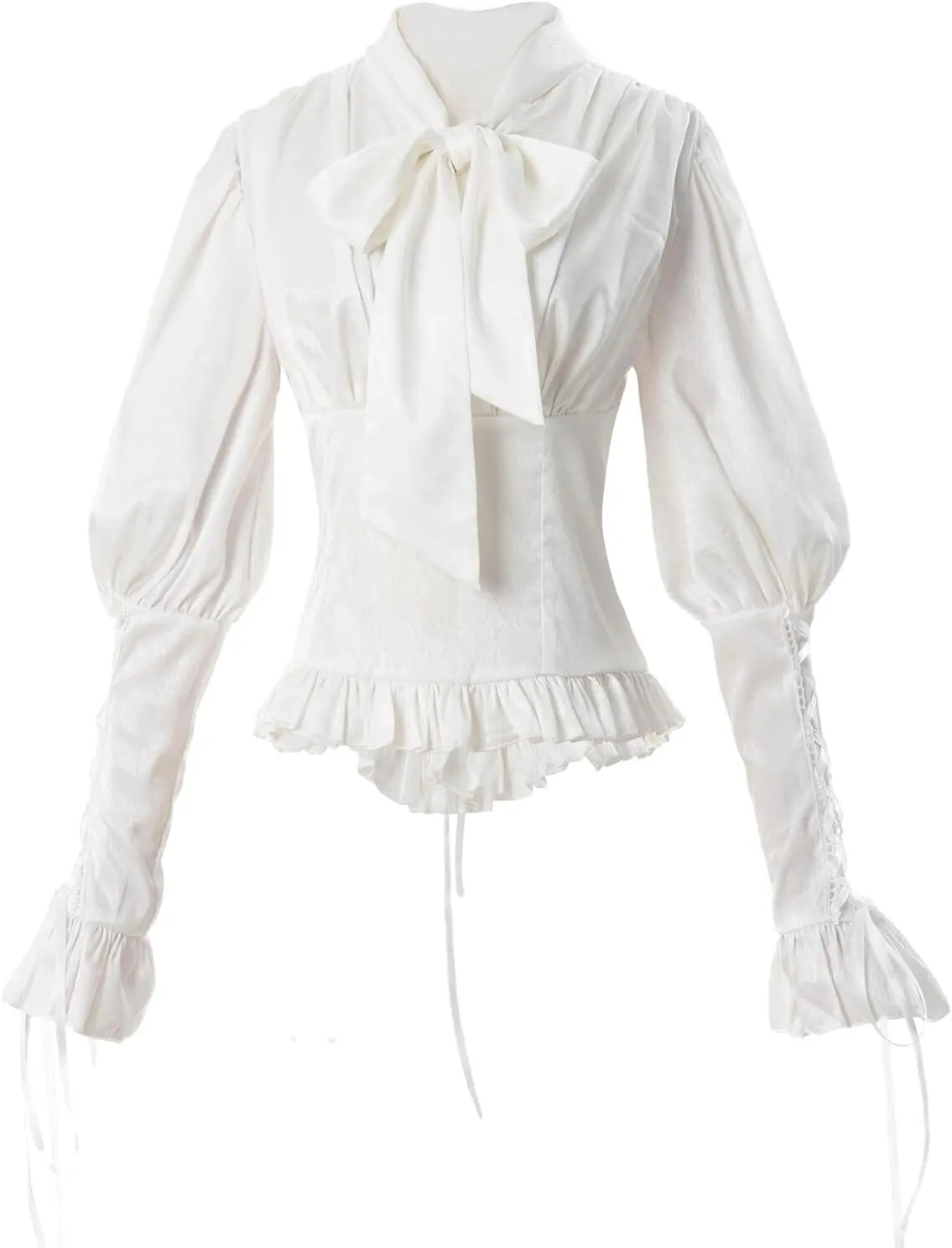 Nuoqi Victorian Blouse Womens Gothic Shirt Vintage Long Sleeve Lotus Ruffle Tops