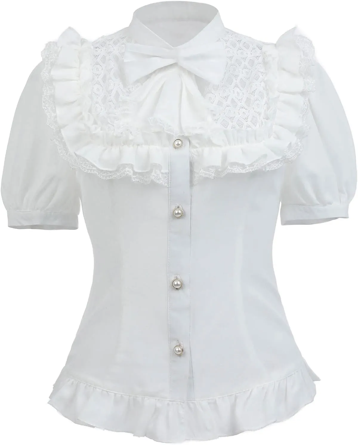 Nuoqi Victorian Blouse Womens Gothic Shirt Vintage Long Sleeve Lotus Ruffle Tops
