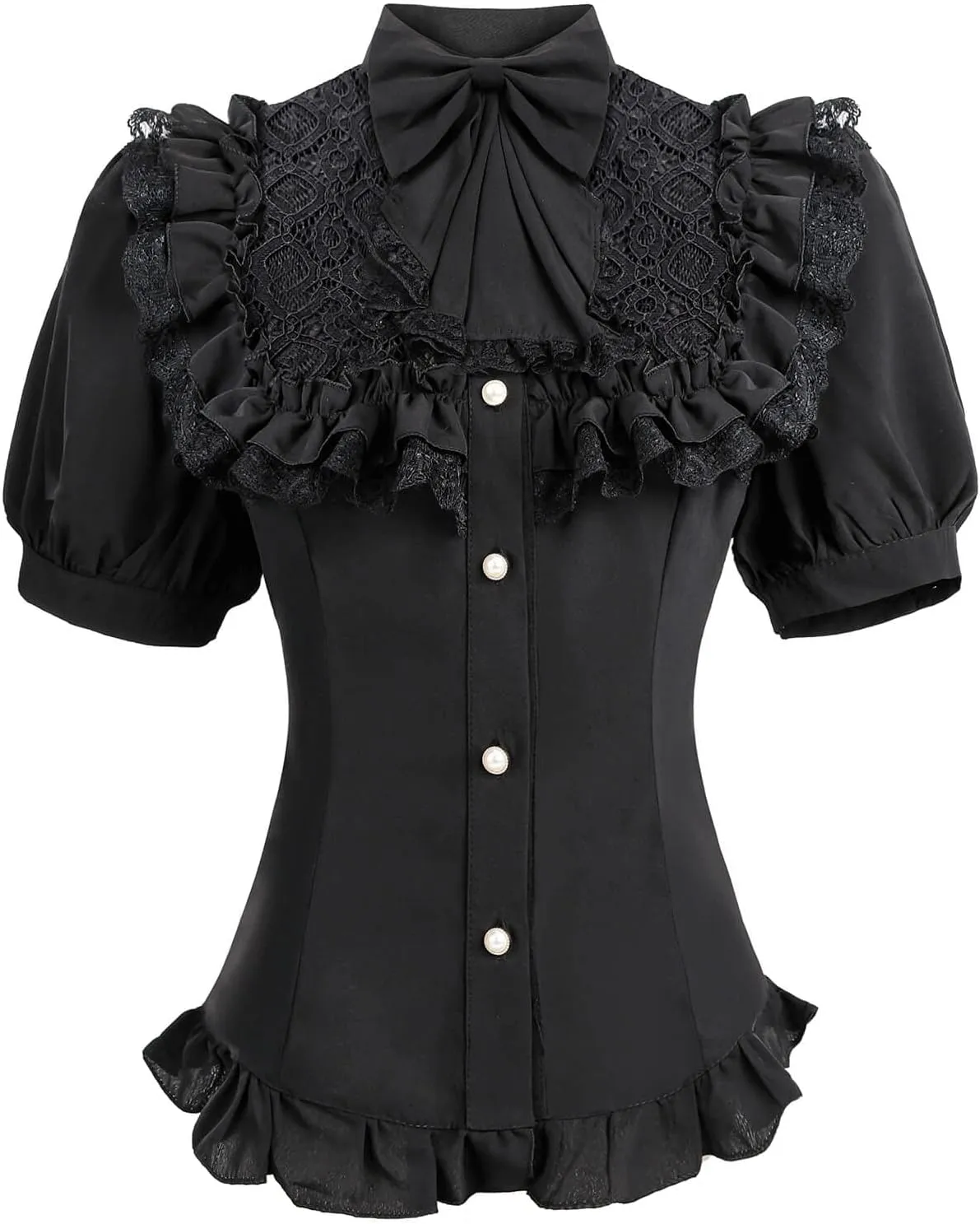 Nuoqi Victorian Blouse Womens Gothic Shirt Vintage Long Sleeve Lotus Ruffle Tops