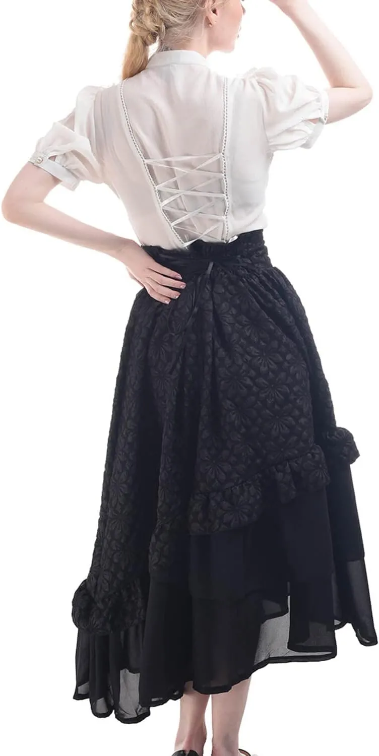 Nuoqi Victorian Blouse Womens Gothic Shirt Vintage Long Sleeve Lotus Ruffle Tops