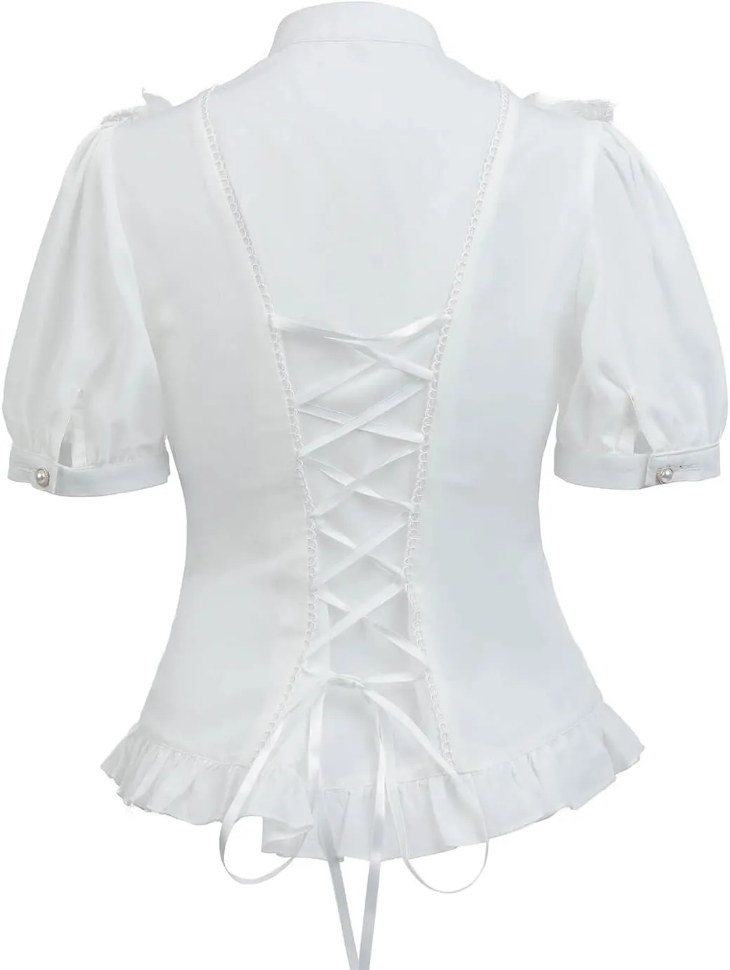 Nuoqi Victorian Blouse Womens Gothic Shirt Vintage Long Sleeve Lotus Ruffle Tops