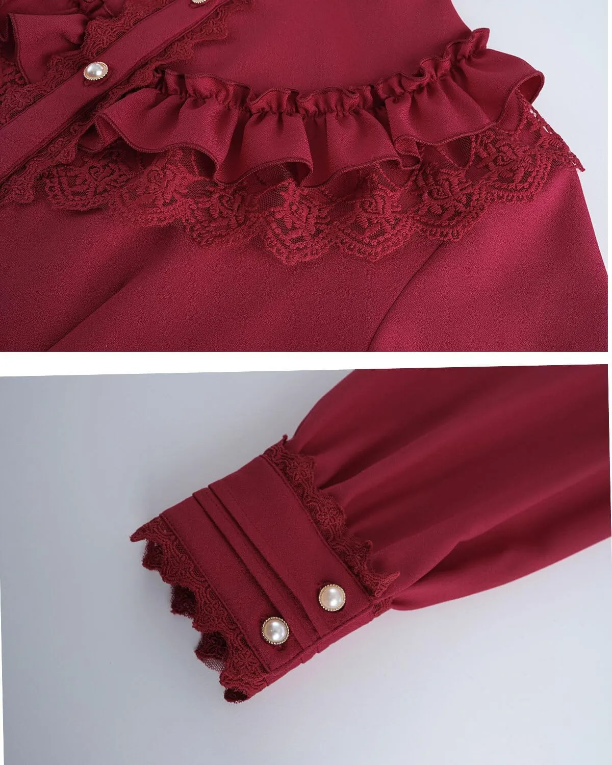 Nuoqi Victorian Blouse Womens Gothic Shirt Vintage Long Sleeve Lotus Ruffle Tops