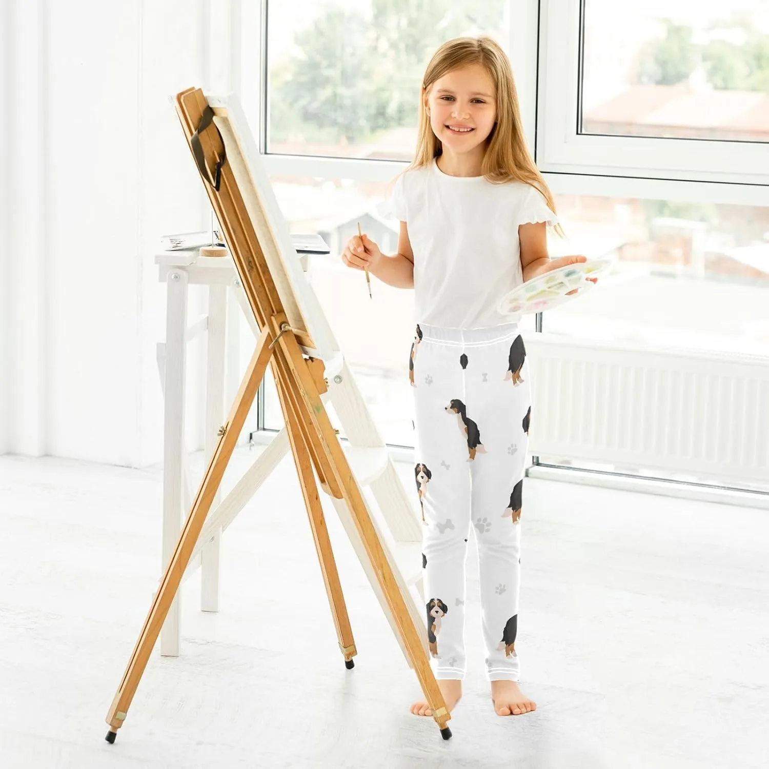 ODAWA Fresh Watercolor Fruit Girls Legging Soft Full Length Stretch Pants Girls Printed Leggings Yoga Pants, (4-10 Years)