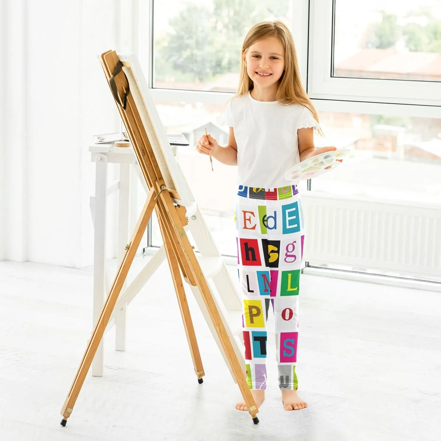ODAWA Fresh Watercolor Fruit Girls Legging Soft Full Length Stretch Pants Girls Printed Leggings Yoga Pants, (4-10 Years)