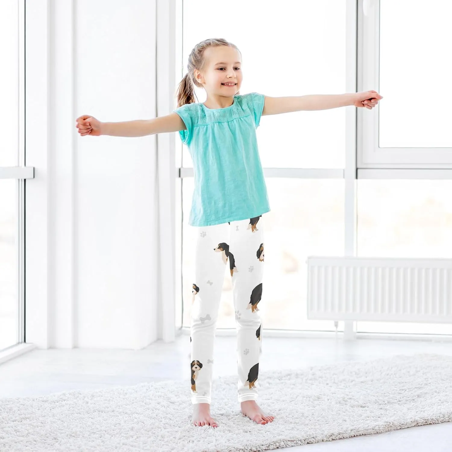 ODAWA Fresh Watercolor Fruit Girls Legging Soft Full Length Stretch Pants Girls Printed Leggings Yoga Pants, (4-10 Years)