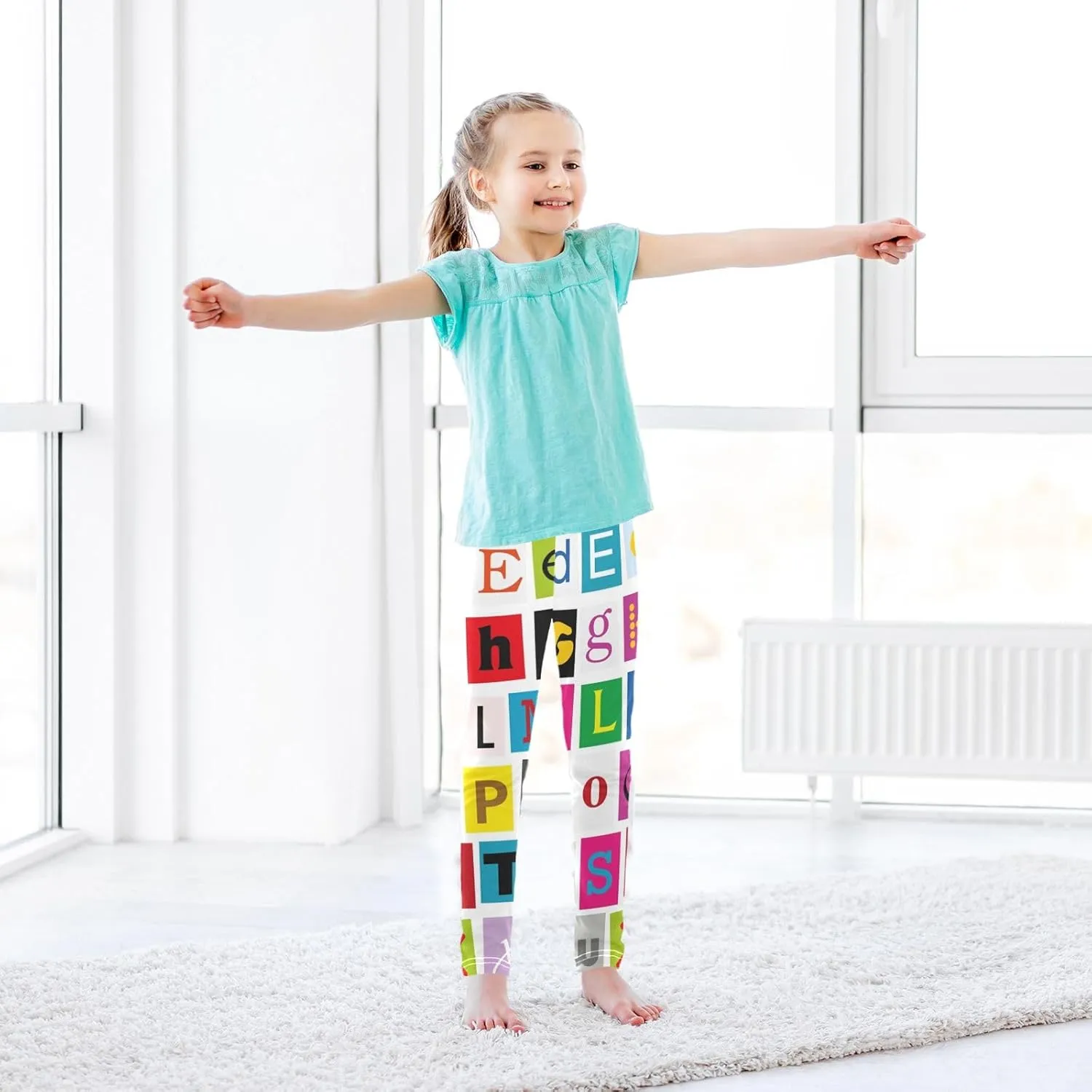 ODAWA Fresh Watercolor Fruit Girls Legging Soft Full Length Stretch Pants Girls Printed Leggings Yoga Pants, (4-10 Years)