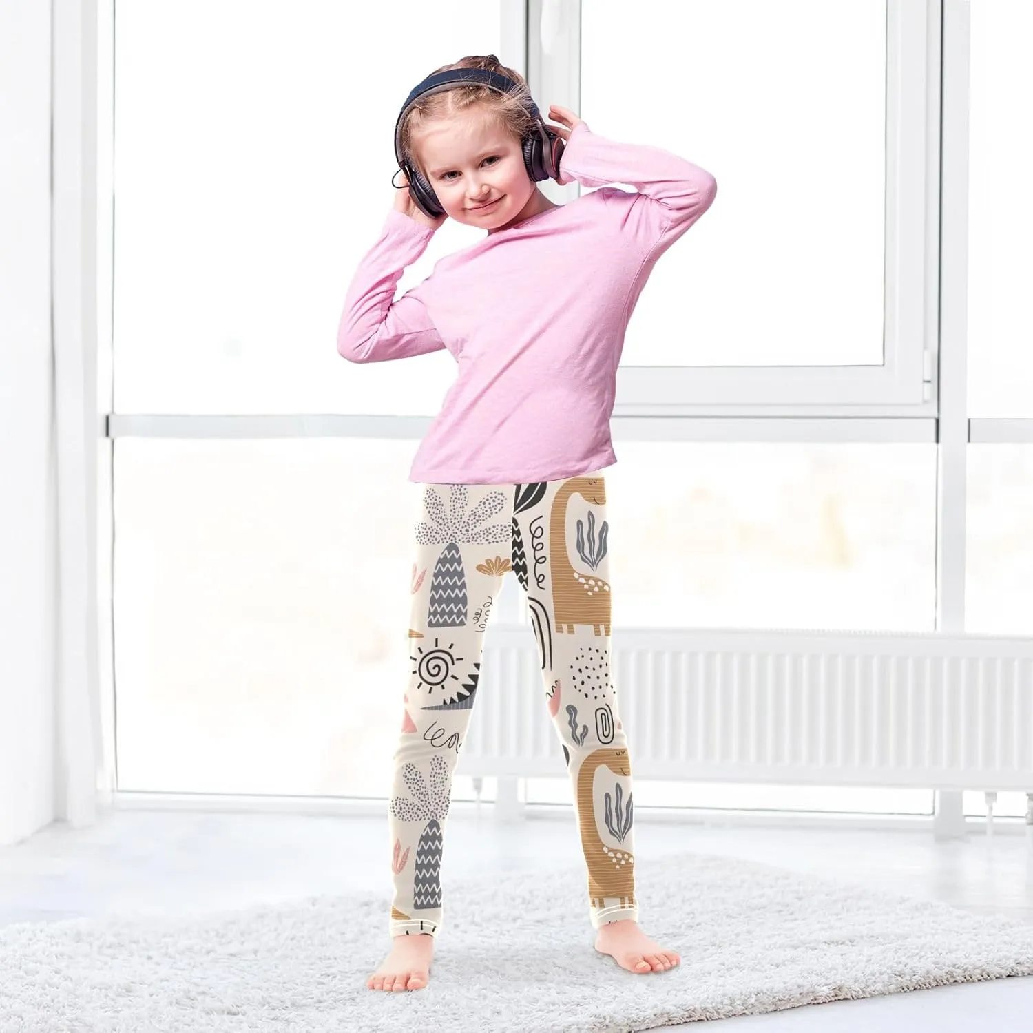 ODAWA Fresh Watercolor Fruit Girls Legging Soft Full Length Stretch Pants Girls Printed Leggings Yoga Pants, (4-10 Years)