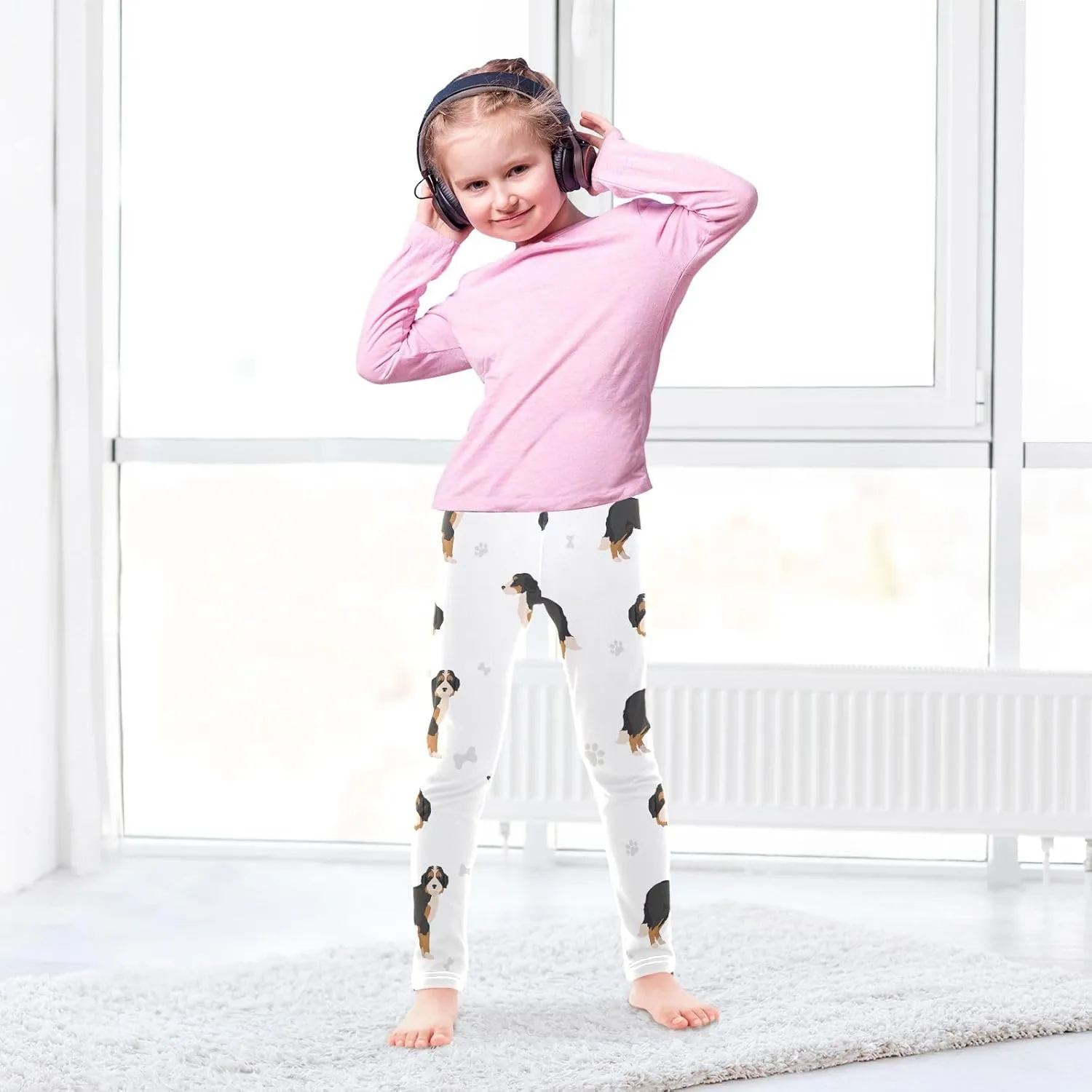 ODAWA Fresh Watercolor Fruit Girls Legging Soft Full Length Stretch Pants Girls Printed Leggings Yoga Pants, (4-10 Years)