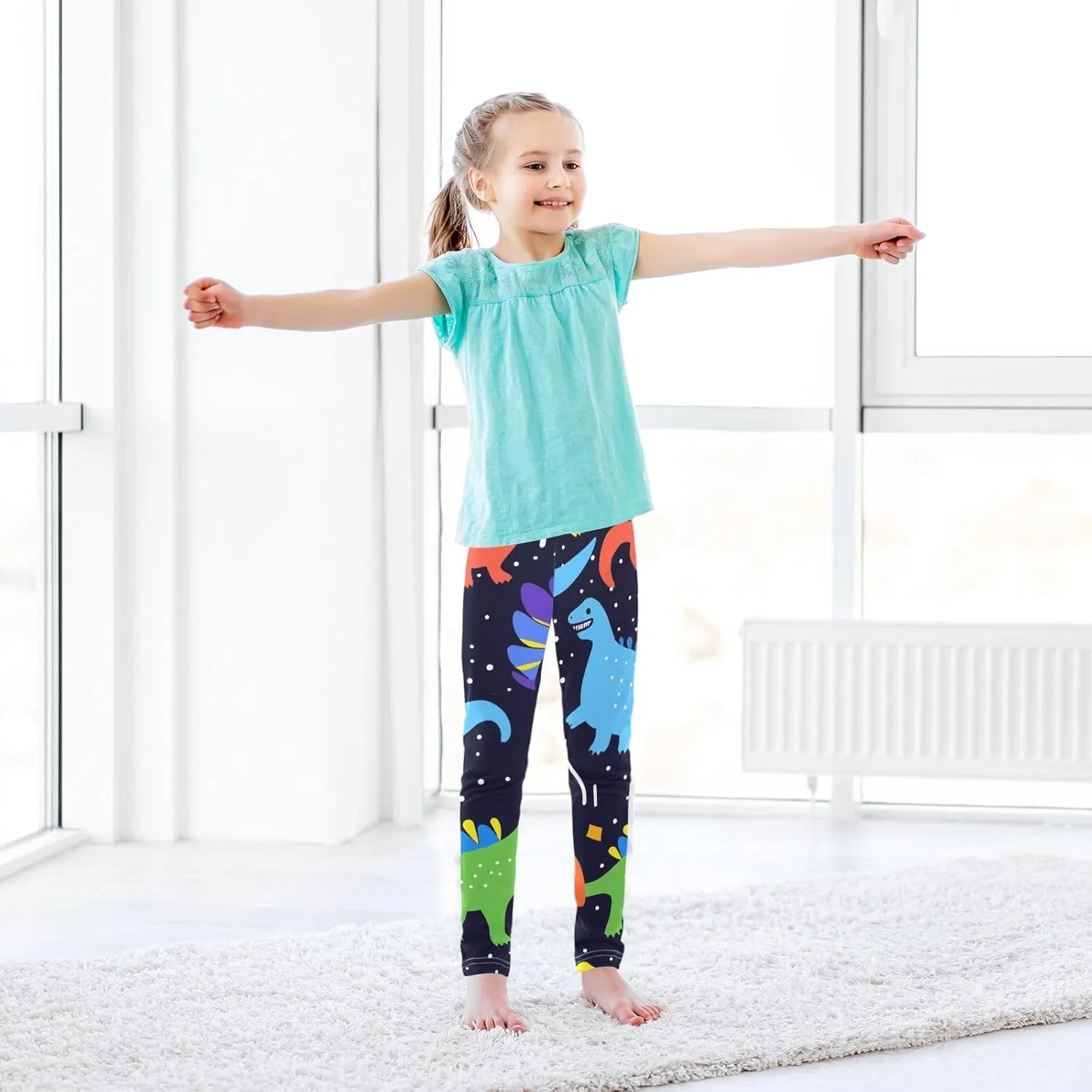 ODAWA Fresh Watercolor Fruit Girls Legging Soft Full Length Stretch Pants Girls Printed Leggings Yoga Pants, (4-10 Years)