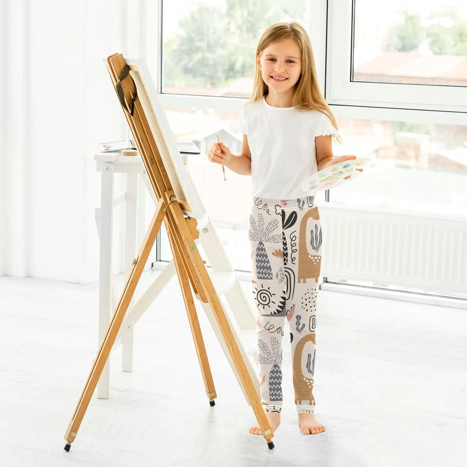 ODAWA Fresh Watercolor Fruit Girls Legging Soft Full Length Stretch Pants Girls Printed Leggings Yoga Pants, (4-10 Years)