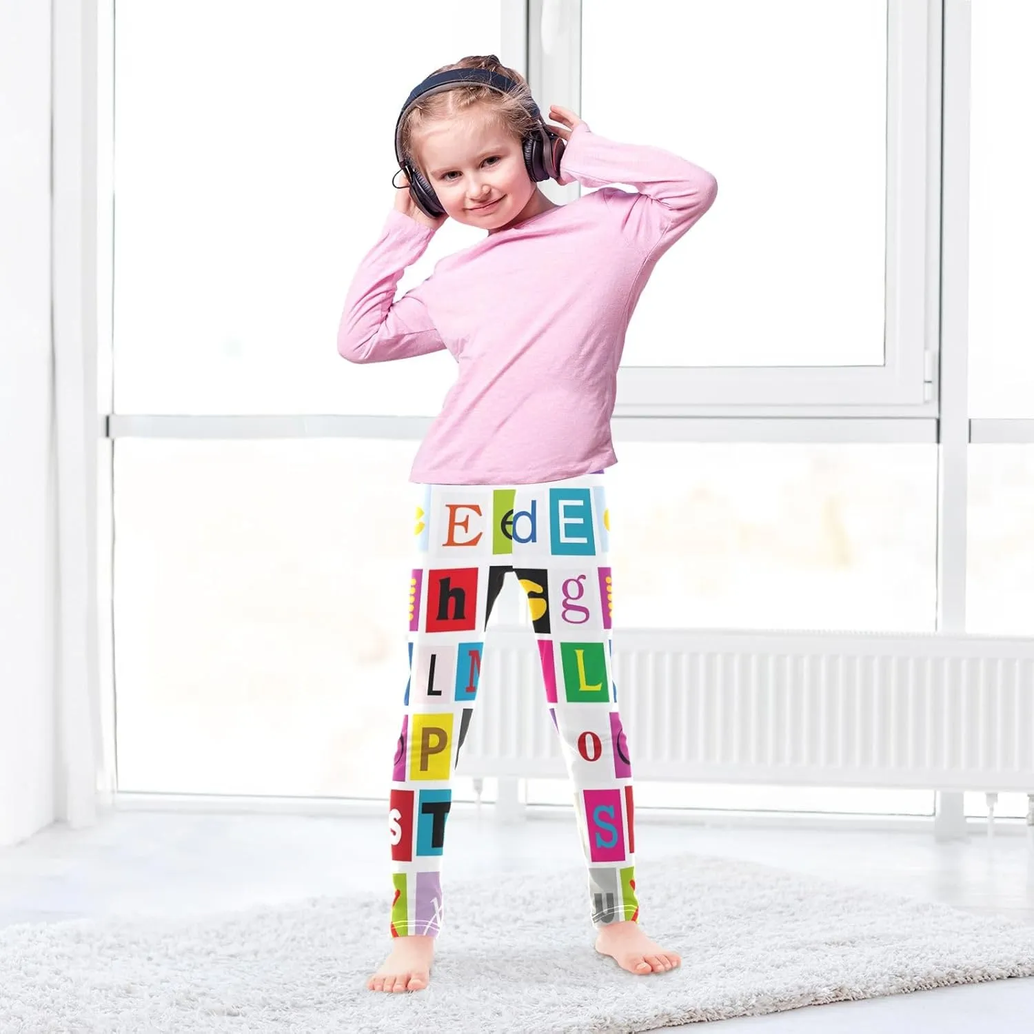 ODAWA Fresh Watercolor Fruit Girls Legging Soft Full Length Stretch Pants Girls Printed Leggings Yoga Pants, (4-10 Years)
