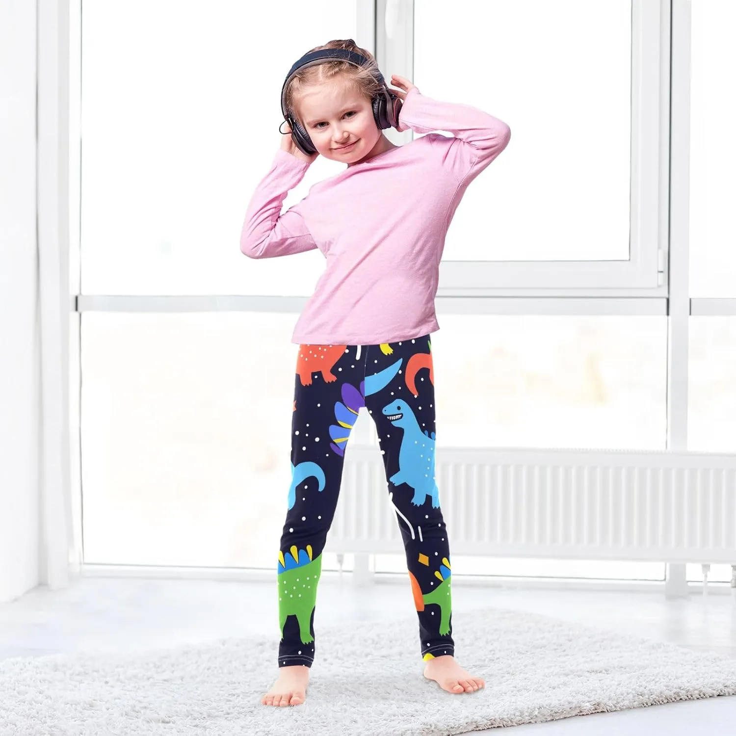 ODAWA Fresh Watercolor Fruit Girls Legging Soft Full Length Stretch Pants Girls Printed Leggings Yoga Pants, (4-10 Years)