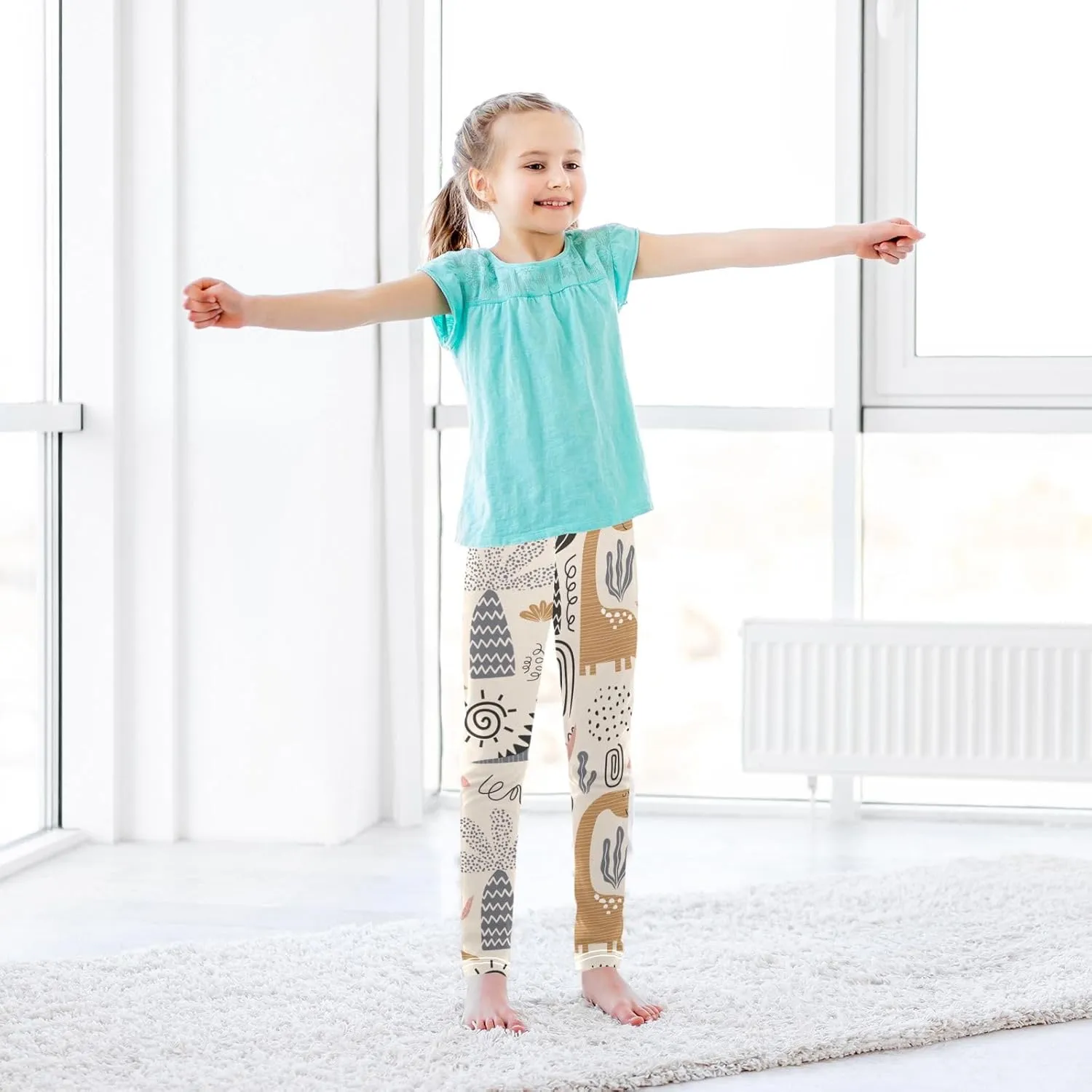 ODAWA Fresh Watercolor Fruit Girls Legging Soft Full Length Stretch Pants Girls Printed Leggings Yoga Pants, (4-10 Years)