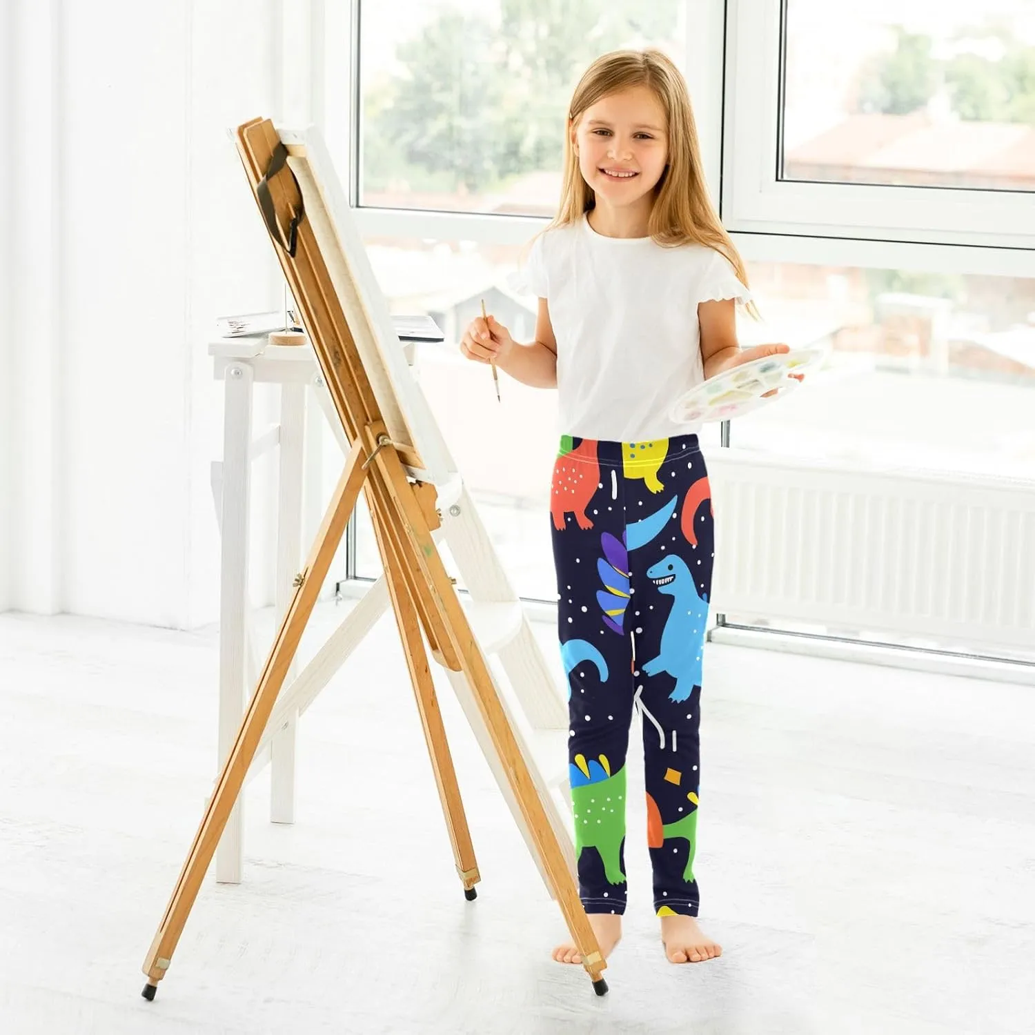 ODAWA Fresh Watercolor Fruit Girls Legging Soft Full Length Stretch Pants Girls Printed Leggings Yoga Pants, (4-10 Years)